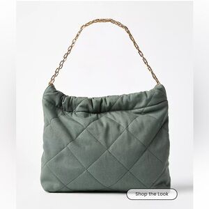 Loft Quilted Green Chain Handle Bag